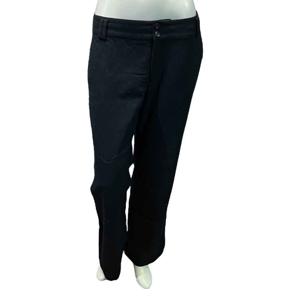 Banana Republic Women's Black Wool Dress Pants Size 10 Cuffed Bootcut Career Y2K